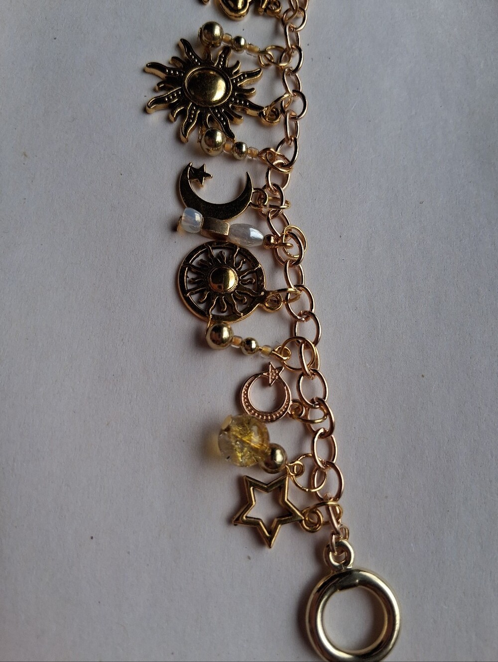 Hand Crafted Gold Sun & Moon Charm Bracelet - Picture 4 of 10